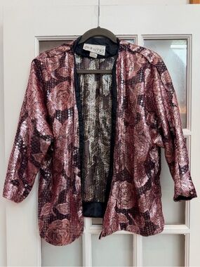 Vintage L. Rothschild San Francisco 1980’s Rock Glam Rose Sequin Jacket Size L